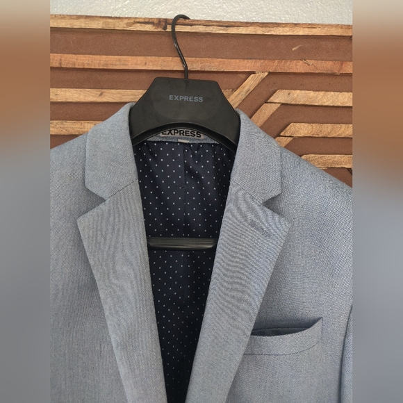 EXPRESS PHOTOGRAPHER FITTED men Blue soft style suit Jacket Blazer size 36s - Picture 9 of 11